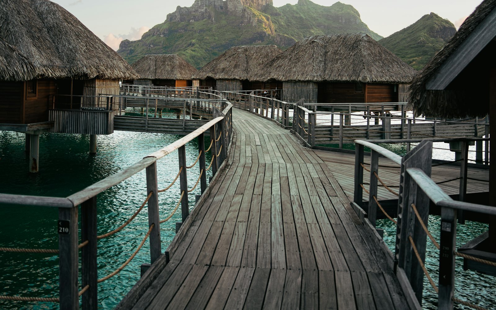 Walkway over the lagoon at Four Seasons Bora Bora, French Polynesia