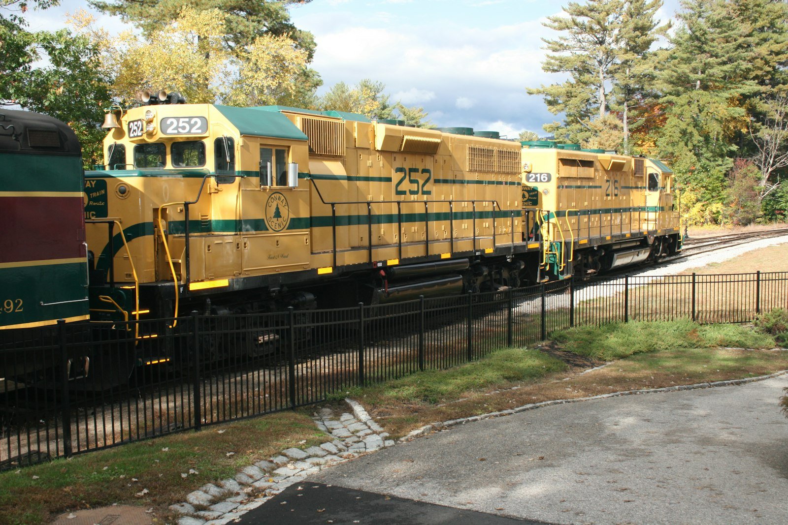 A train on the railway tracks, North Conway, Conway, NH, USA