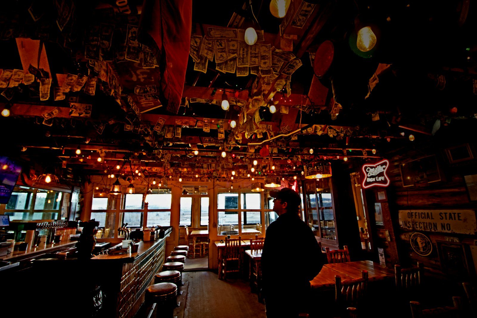 Western saloon interior at Buffalo Valley Cafe in Moran, Wyoming